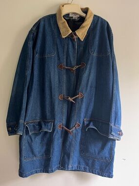 VINTAGE VENEZIA DENIM DUFFLE TOGGLE CHORE COAT 1X 16/18